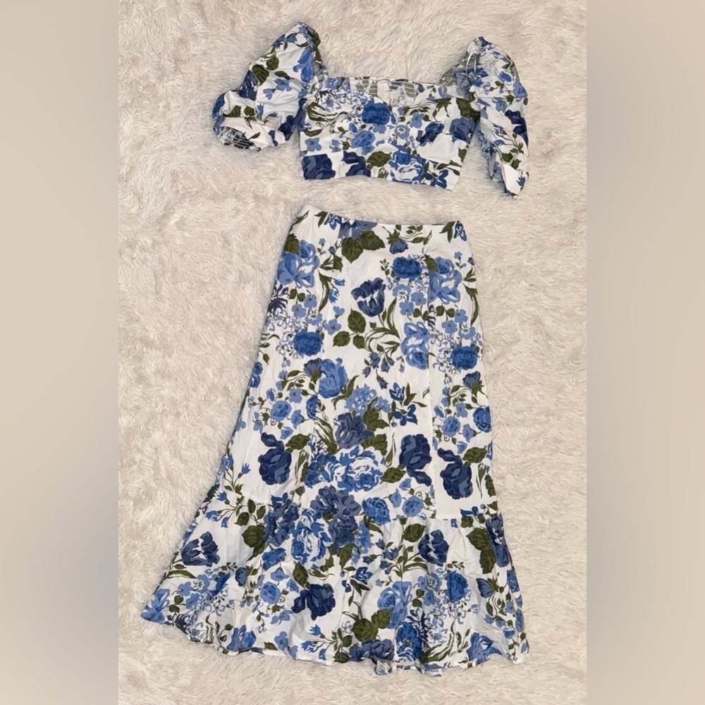 NWOT REFORMATION Sunnie Lucca Floral Skirt set Two Piece sz 2 - Picture 8 of 12